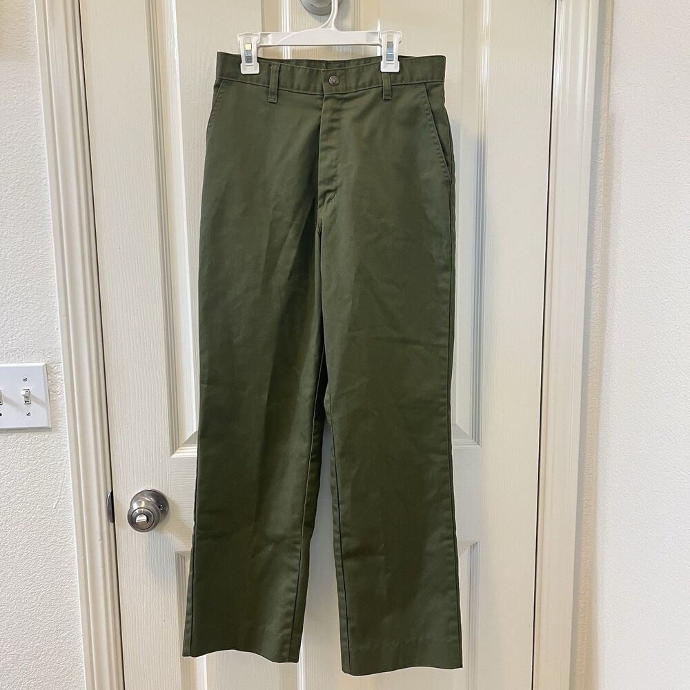 Vintage Boy Scouts of America Green Uniform Pants Union Made Boys SZ 16 Waist 28